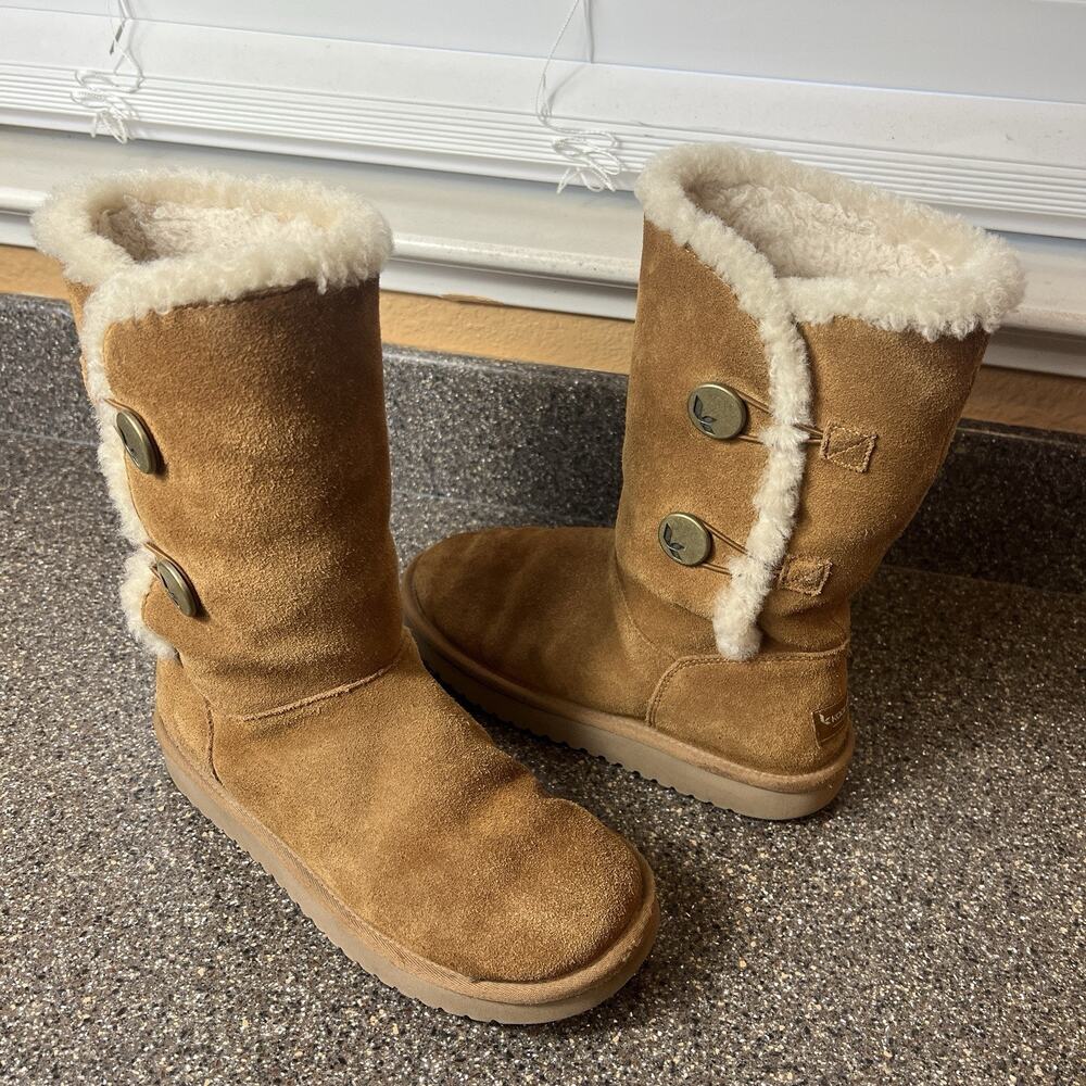Koolaburra By Ugg 1096409 Chestnut Winter Boots Women Sz 6 Sherpa Lining Pull On